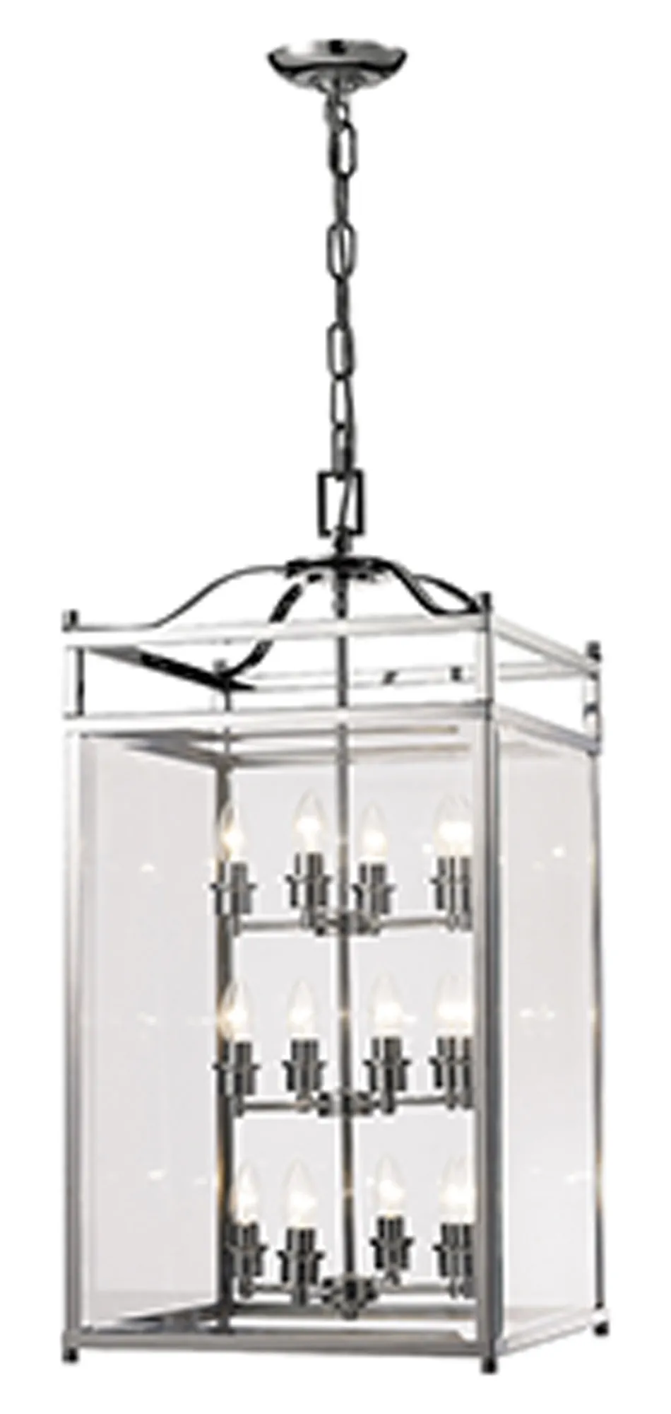 IL31105  Aston Glass Square Pendant 12 Light (22.2kg) Polished Chrome